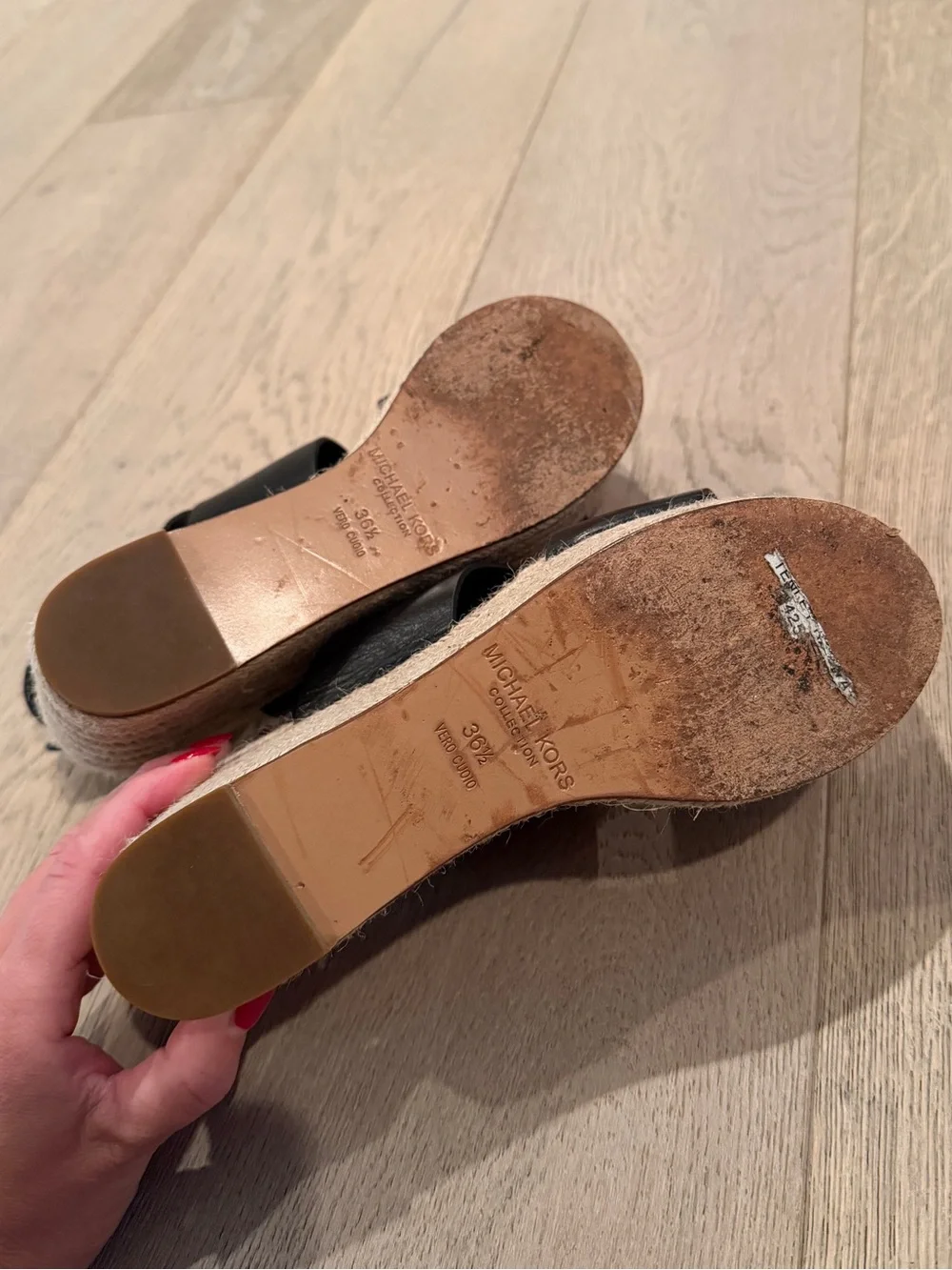 Michael Kors Collection Black Espadrille Wedge Sandals with Slingback Strap